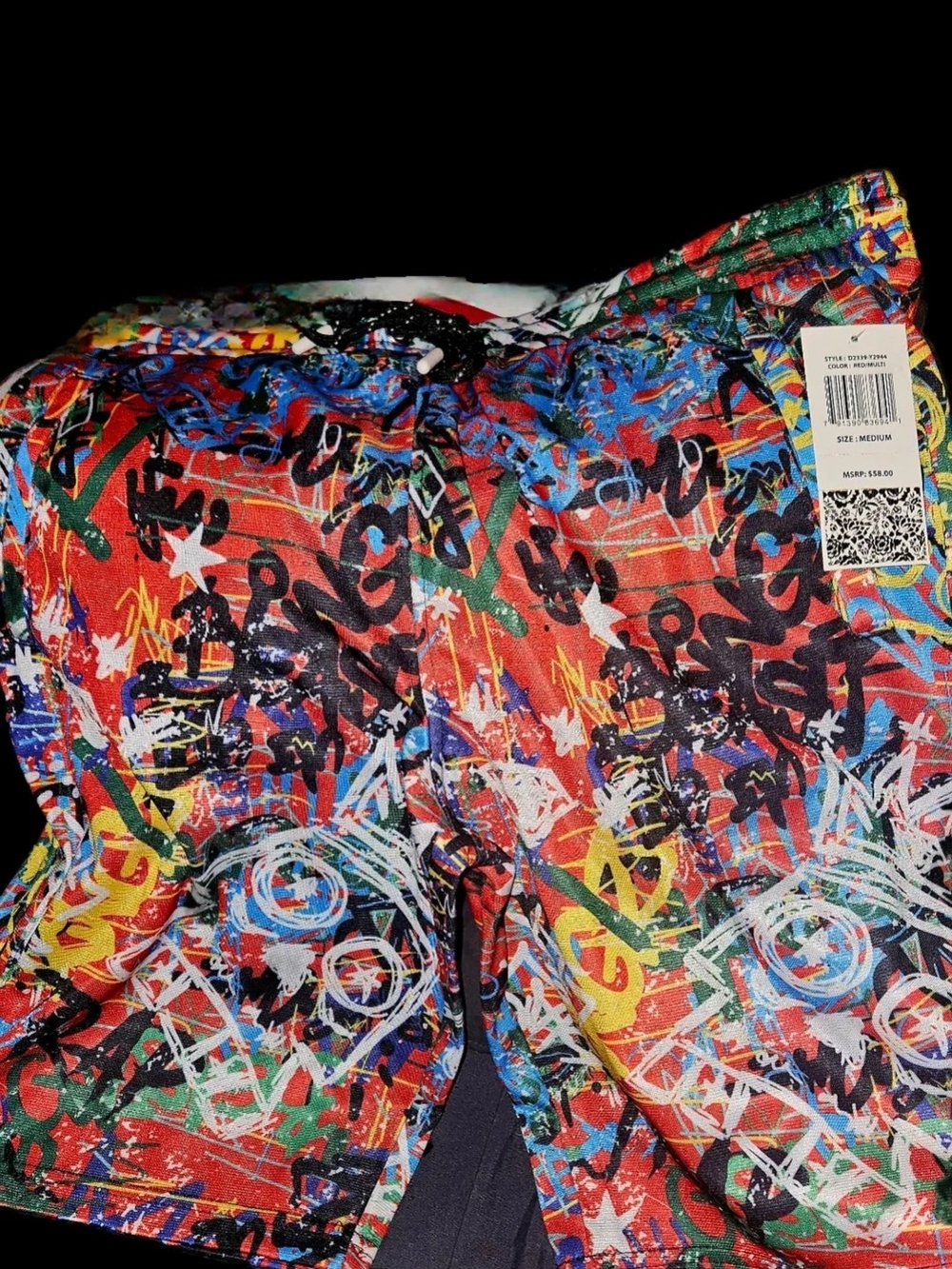 Fresh Prints Medium Graffiti-Print Athletic Shorts NWT